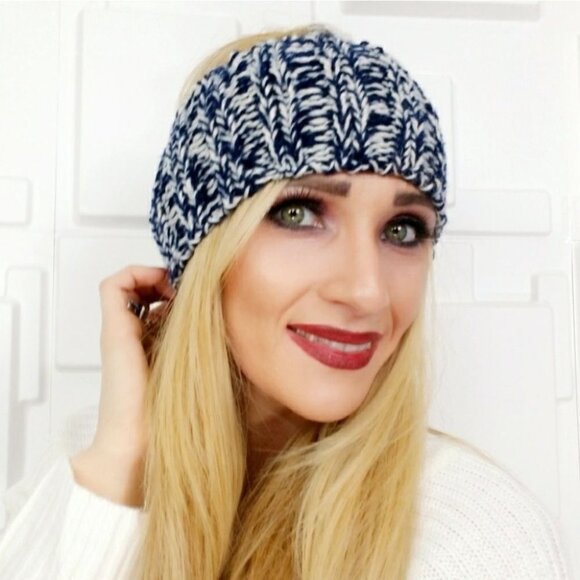 NAVY BLUE KNITTED HEADBAND - Picture 2 of 4